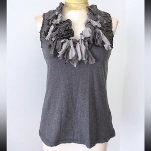 Anthropologie Gray Ruffle Tank Top